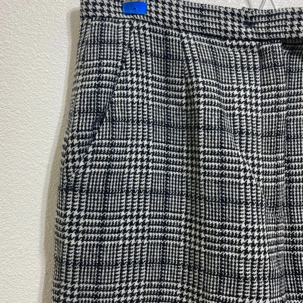 A. Giannetti Dress Plaid Pants Black Size 8 Wool Blend Trousers Fully Lined